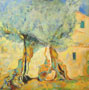 Olivenbäume vorm Haus. Öl. 120 x 120